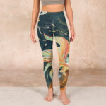 Buddha Stones Dark Slate Gray Double Koi Fish Sky Lantern Tower Exercise Leggings Women's Yoga Pants - image 2