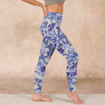 Buddha Stones Purple Flower Leaves Print Gym Fitness Leggings Women's Yoga Pants - image 16