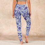 Buddha Stones Purple Flower Leaves Print Gym Fitness Leggings Women's Yoga Pants - image 17