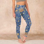 Buddha Stones Lotus Flowers Print Gym Leggings Women's Yoga Pants - SteelBlue - US18，UK/AU22，EU50 (4XL) - image 1