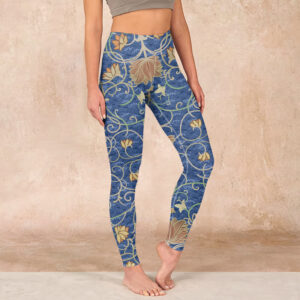Buddha Stones Lotus Flowers Print Gym Leggings Women's Yoga Pants - SteelBlue - US18，UK/AU22，EU50 (4XL) - image 1