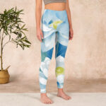 Buddha Stones Blue White Lotus Print Gym Leggings Women's Yoga Pants - image 4
