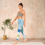Buddha Stones Blue White Lotus Print Gym Leggings Women's Yoga Pants - image 13