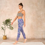 Buddha Stones Purple Pink Cashew Flower Print Gym Fitness Leggings Women's Yoga Pants - image 13