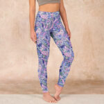 Buddha Stones Purple Pink Cashew Flower Print Gym Fitness Leggings Women's Yoga Pants - MediumPurple - US18，UK/AU22，EU50 (4XL) - image 1