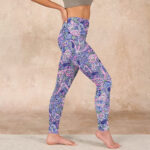 Buddha Stones Purple Pink Cashew Flower Print Gym Fitness Leggings Women's Yoga Pants - image 17