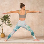 Buddha Stones Blooming  White Pink Lotus Leaves Print Gym Leggings Women's Yoga Pants - image 11