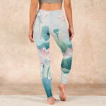 Buddha Stones Blooming  White Pink Lotus Leaves Print Gym Leggings Women's Yoga Pants - image 17