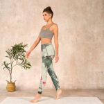 Buddha Stones Lotus Bamboo Leaves Print Gym Leggings Women's Yoga Pants - image 13