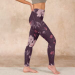 Buddha Stones Purple White Flowers Leaves Blossom Print Gym Fitness Leggings Women's Yoga Pants - image 17