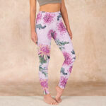 Buddha Stones Pink Chrysanthemum  Gym Leggings Women's Yoga Pants - Plum - US18，UK/AU22，EU50 (4XL) - image 1