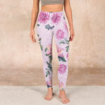 Buddha Stones Pink Chrysanthemum  Gym Leggings Women's Yoga Pants - image 2