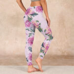 Buddha Stones Pink Chrysanthemum  Gym Leggings Women's Yoga Pants - image 3