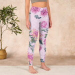 Buddha Stones Pink Chrysanthemum  Gym Leggings Women's Yoga Pants - image 4