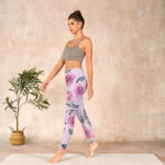 Buddha Stones Pink Chrysanthemum  Gym Leggings Women's Yoga Pants - image 13