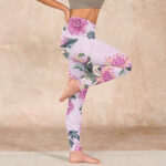 Buddha Stones Pink Chrysanthemum  Gym Leggings Women's Yoga Pants - image 16