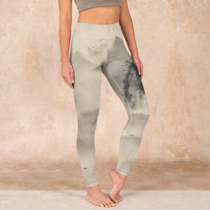 Buddha Stones Mountains Shrouded In Mist Wild Goose Gym Leggings Women's Yoga Pants - PaleGoldenrod - US18，UK/AU22，EU50 (4XL) - image 1