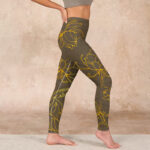Buddha Stones Yellowish Brown Lotus Flower Lotus Leaf Print Gym Leggings Women's Yoga Pants - image 17