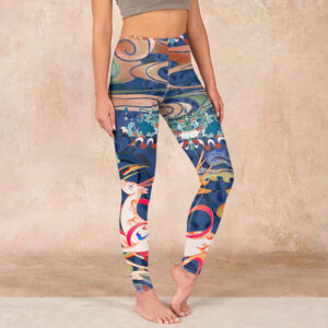Buddha Stones Deer Auspicious Clouds Lotus Gym Leggings Women's Yoga Pants - DarkBlue - US18，UK/AU22，EU50 (4XL) - image 1
