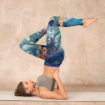 Buddha Stones Blue Dragon Auspicious Clouds Print Gym Leggings Women's Yoga Pants - image 8