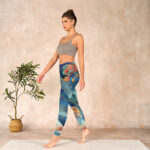 Buddha Stones Blue Dragon Auspicious Clouds Print Gym Leggings Women's Yoga Pants - image 13