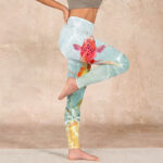 Buddha Stones Green Koi Fish White Lotus Water Ripples Print Gym Leggings Women's Yoga Pants - image 16