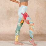 Buddha Stones Green Koi Fish White Lotus Water Ripples Print Gym Leggings Women's Yoga Pants - image 17