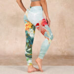 Buddha Stones Green Koi Fish White Lotus Water Ripples Print Gym Leggings Women's Yoga Pants - image 3
