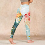 Buddha Stones Green Koi Fish White Lotus Water Ripples Print Gym Leggings Women's Yoga Pants - image 5