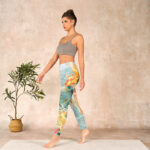 Buddha Stones Green Koi Fish White Lotus Water Ripples Print Gym Leggings Women's Yoga Pants - image 13
