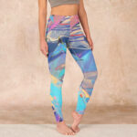 Buddha Stones Whales Swallows Waves Print Gym Leggings Women's Yoga Pants - SteelBlue - US18，UK/AU22，EU50 (4XL) - image 1