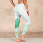 Buddha Stones Mint Green Lotus Leaf Dragonfly Print Exercise Leggings Women's Yoga Pants - image 3