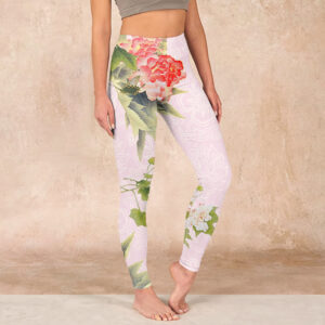 Buddha Stones Hibiscus Flowers And Leaves Print Gym Leggings Women's Yoga Pants - Pink - US18，UK/AU22，EU50 (4XL) - image 1