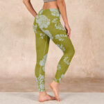 Buddha Stones Monochrome Flowers Print Gym Leggings Women's Yoga Pants - image 3