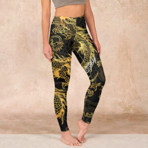 Buddha Stones Golden Dragon Print Gym Leggings Women's Yoga Pants - Black - US18，UK/AU22，EU50 (4XL) - image 1