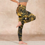 Buddha Stones Golden Dragon Print Gym Leggings Women's Yoga Pants - image 15