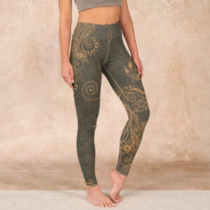 Buddha Stones Peacock Feather Print Gym Leggings Women's Yoga Pants - DarkOliveGreen - US18，UK/AU22，EU50 (4XL) - image 1