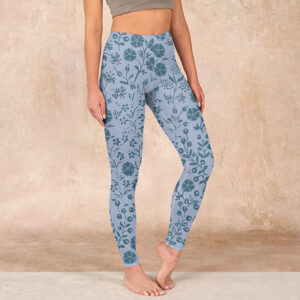Buddha Stones Lush Flowers Plants Print Gym Leggings Women's Yoga Pants - LightSteelBlue - US18，UK/AU22，EU50 (4XL) - image 1