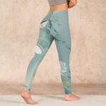 Buddha Stones Lotus Leaf Bird Print Gym Leggings Women's Yoga Pants - image 5