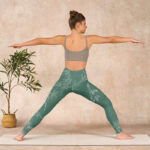 Buddha Stones Green White Bamboo Leaves Print Gym Leggings Women's Yoga Pants - image 12