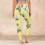 Buddha Stones Yellow White Rose Print Sports Leggings Women's Yoga Pants - image 15