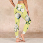 Buddha Stones Yellow White Rose Print Sports Leggings Women's Yoga Pants - image 3