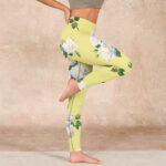 Buddha Stones Yellow White Rose Print Sports Leggings Women's Yoga Pants - image 16