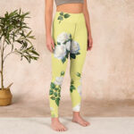Buddha Stones Yellow White Rose Print Sports Leggings Women's Yoga Pants - image 4