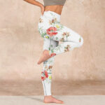 Buddha Stones White Daisy Red Flower Print Sports Leggings Women's Yoga Pants - image 16