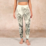 Buddha Stones Mountain Tree River Scenery Print Sports Leggings Women's Yoga Pants - image 2