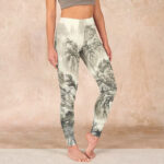 Buddha Stones Mountain Tree River Scenery Print Sports Leggings Women's Yoga Pants - Beige - US18，UK/AU22，EU50 (4XL) - image 1