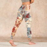Buddha Stones Beige Red Grey Abstract Design Print Exercise Leggings Women's Yoga Pants - image 5