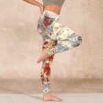 Buddha Stones Beige Red Grey Abstract Design Print Exercise Leggings Women's Yoga Pants - image 16