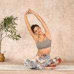 Buddha Stones Beige Red Grey Abstract Design Print Exercise Leggings Women's Yoga Pants - image 14